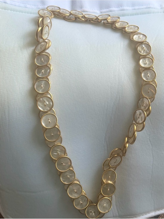 Jewelry - Classic Gold-Tone Mother-of-Pearl Button Link Necklace - White